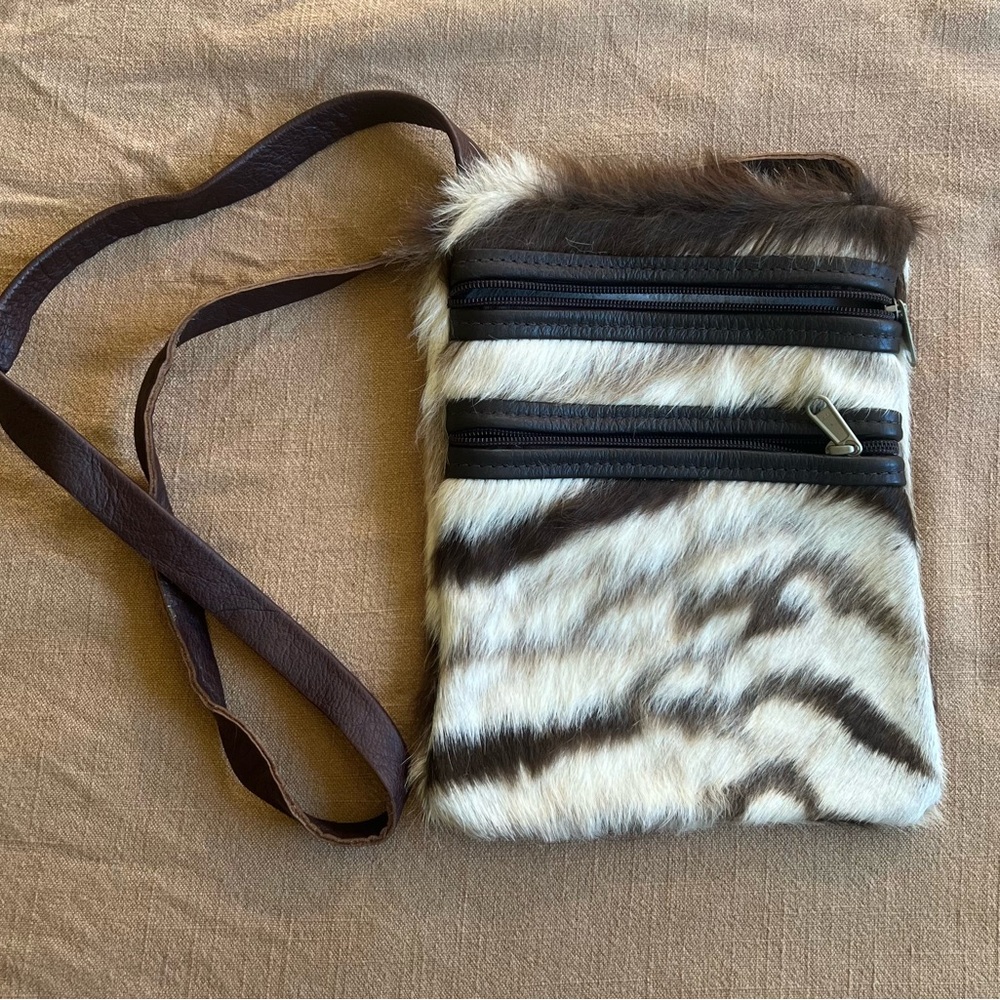Cow hide crossbody purse
